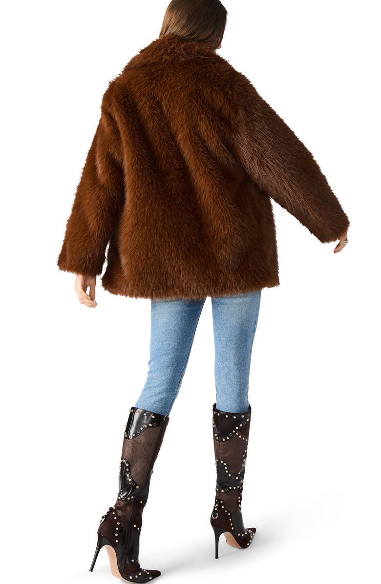 Steve Madden Kindra Faux Fur Coat, Alternate, color, Brown