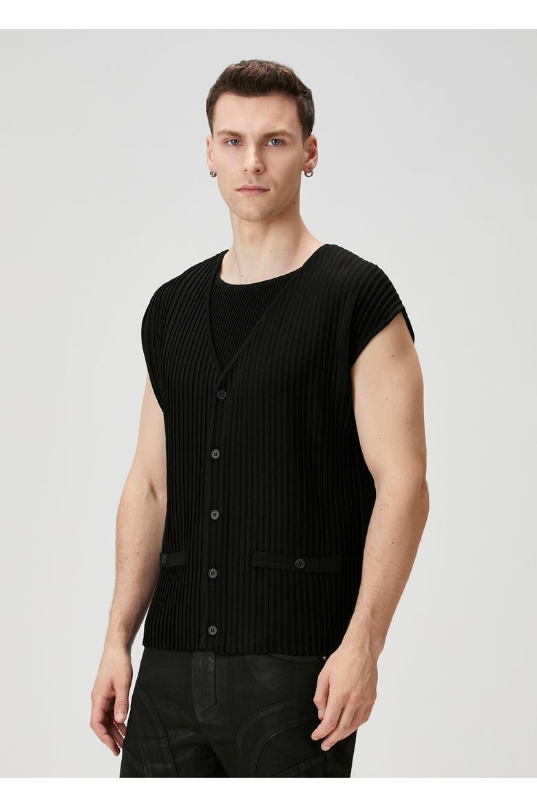 Knitted Vest, Alternate, color, BLACK