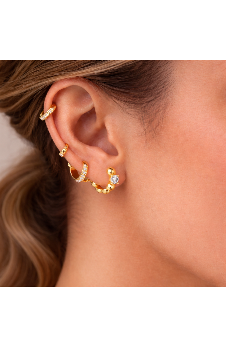 Donatello Gian Beaded Huggie Hoop Earrings, Alternate, color, Gold