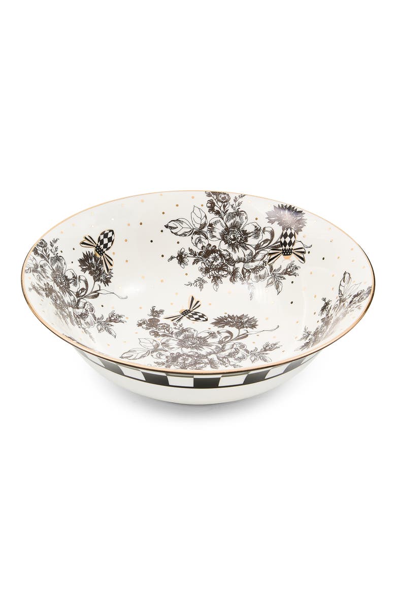 Bee Toile Serving Bowl, Alternate, color, WHITE