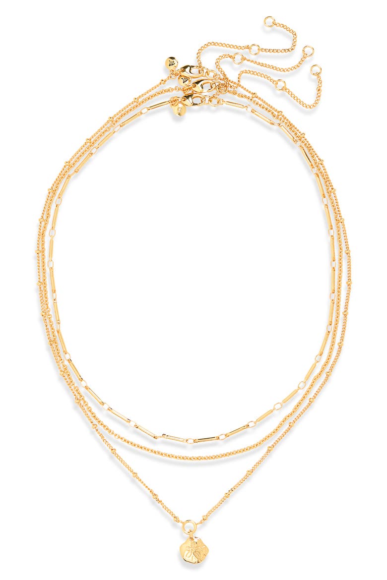 Sand Dollar Necklace 3-Piece Set, Main, color, ANTIQUE GOLD
