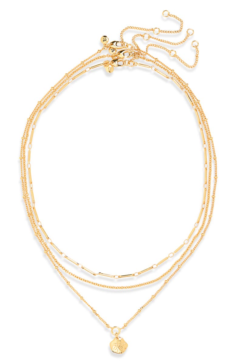 Madewell Sand Dollar Necklace 3-Piece Set, Main, color, Antique Gold