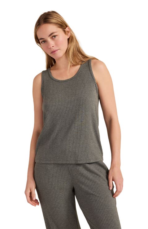 Drapey Rib Knit Scoop Neck Tank