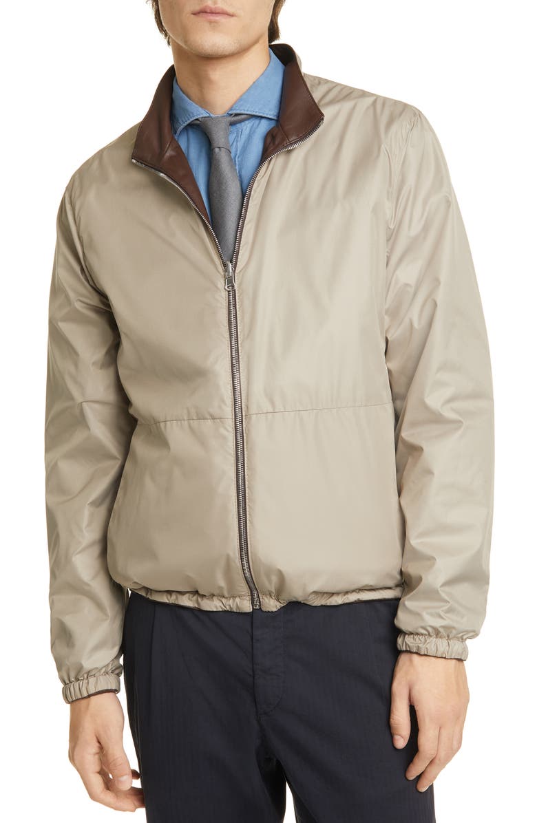 Eleventy Reversible Leather Bomber Jacket, Alternate, color,