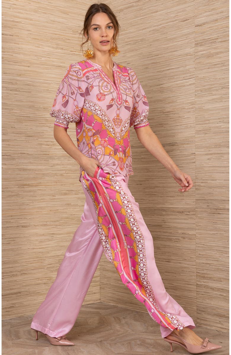 Hale Bob Danica Silk Charmeuse Pant, Alternate, color, Pink