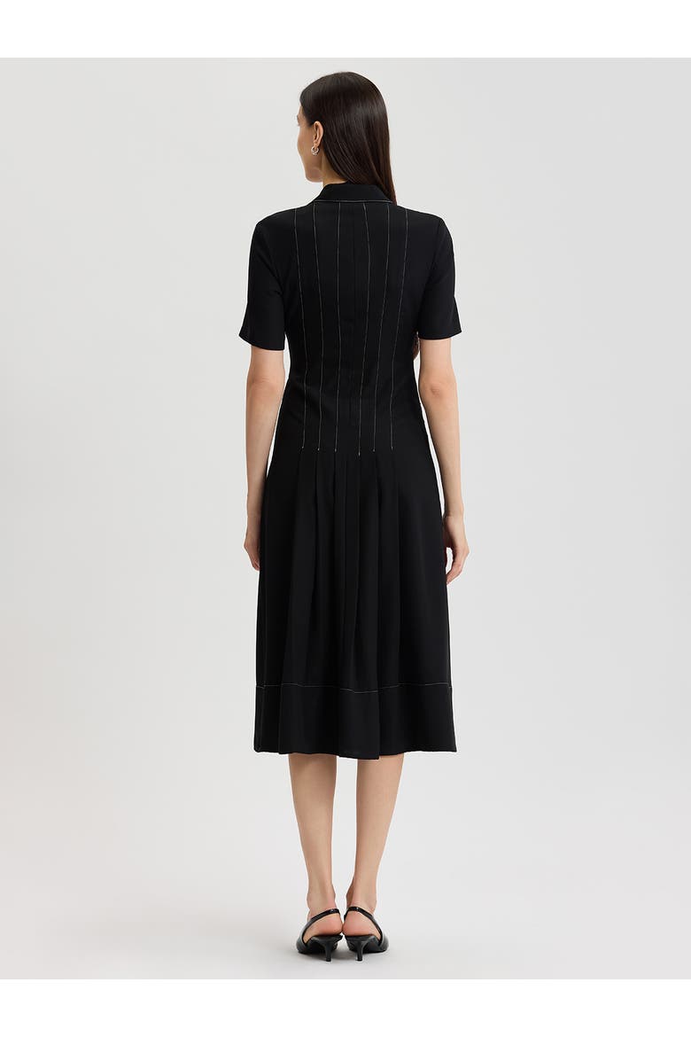Fit & Flare Monochrome Crepe Maxi Dress, Alternate, color, Black/White
