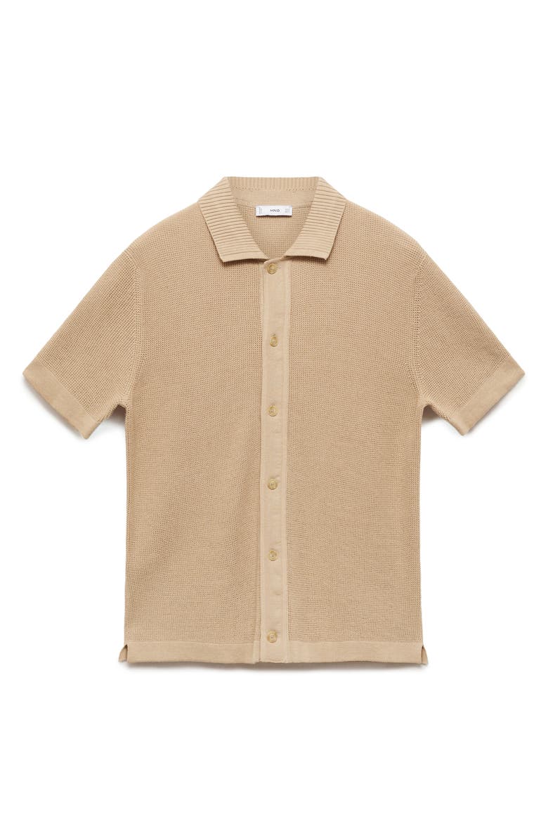 MANGO Short Sleeve Knit Button-Up Shirt, Main, color,
