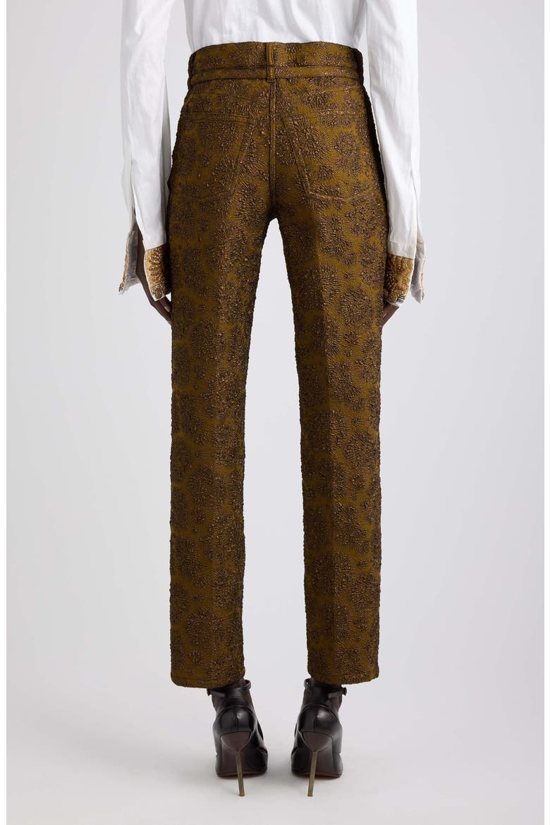 Persy Floral Jacquard Ankle Pants, Alternate, color, KHAKI