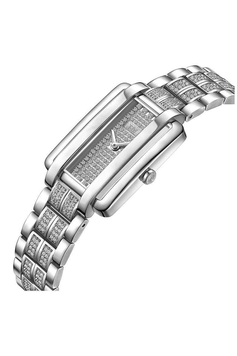 Mink Petite Lab Created Diamond Bracelet Watch, 23mm x 8mm, Alternate, color, SILVER/ SILVER