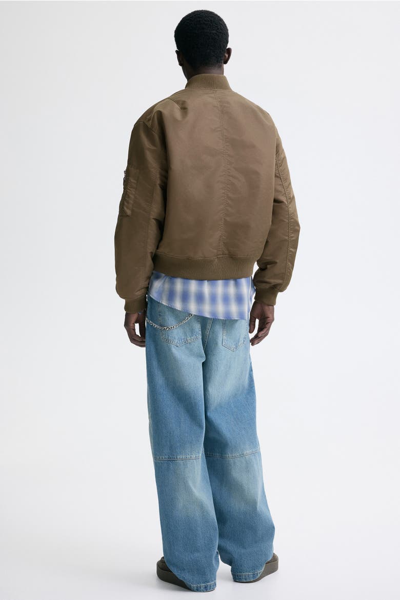 Padded Nylon Bomber Jacket, Alternate, color, Khaki green