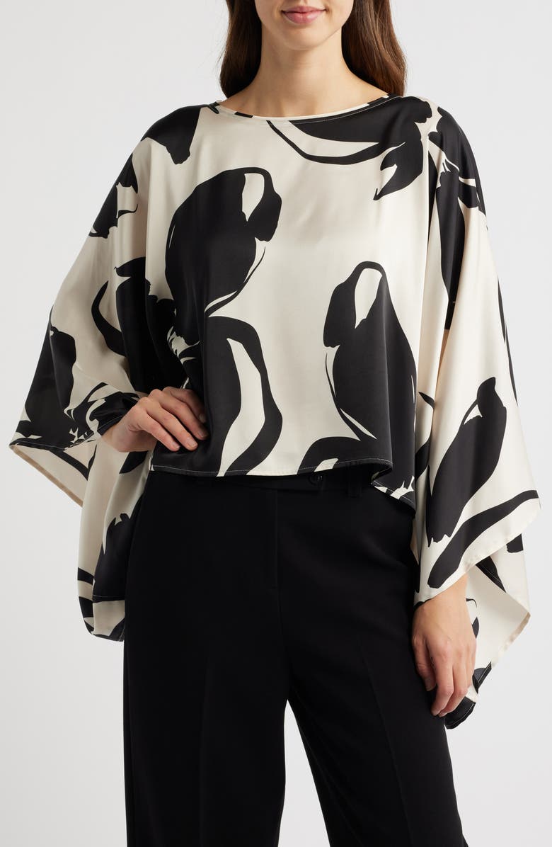 Anne Klein Floral Dolman Sleeve Cape Top, Main, color, 