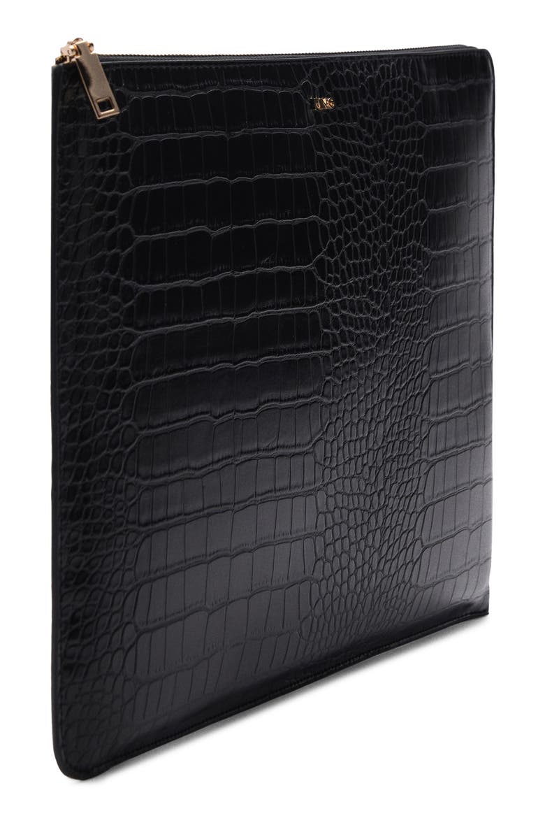 Croc Embossed Faux Leather Laptop Case, Alternate, color, BLACK