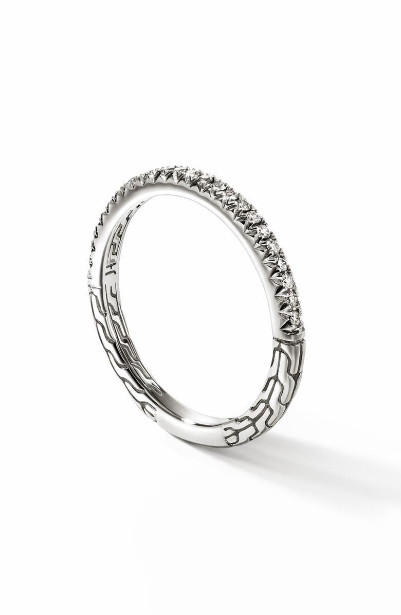 John Hardy JH Essentials Pavé Band Ring, Diamonds, 2mm, Alternate, color, Silver