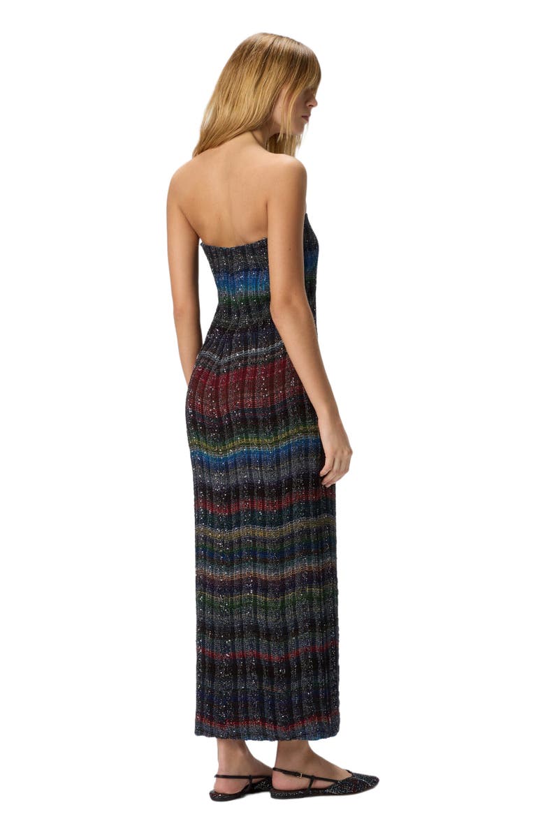 Missoni Long Strapless Dress With Wave Check Pattern, Alternate, color, Multicoloured