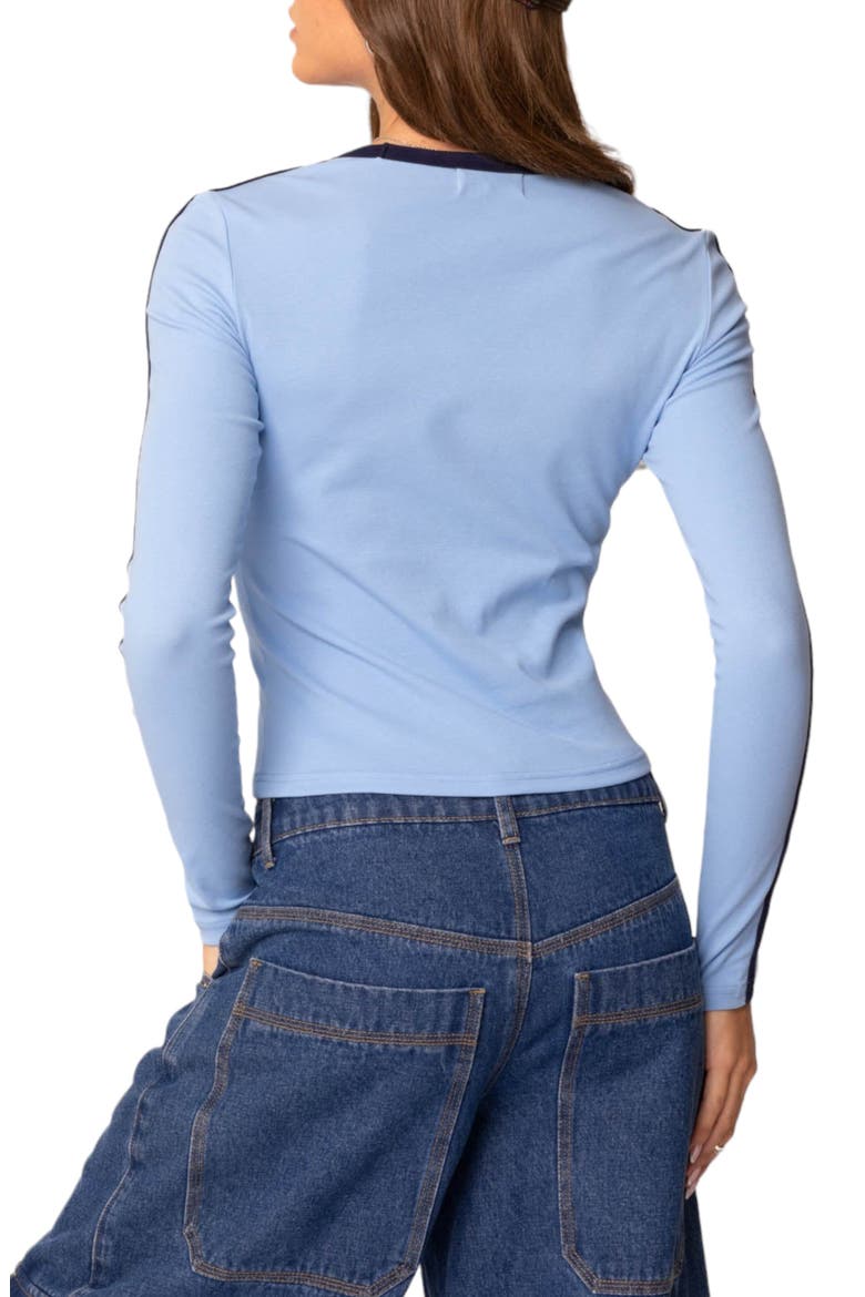 Contrast Trim Stretch Cotton T-Shirt, Alternate, color, LIGHT-BLUE