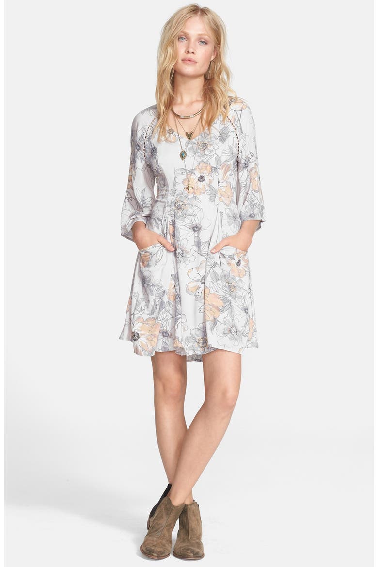 'Eyes On You' Trapeze Dress, Main, color, STONE COMBO
