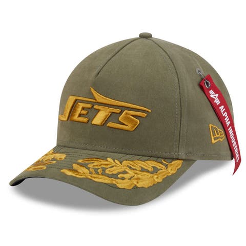 Men's New Era x Alpha Industries  Olive New York Jets A-Frame 9FORTY Adjustable Hat