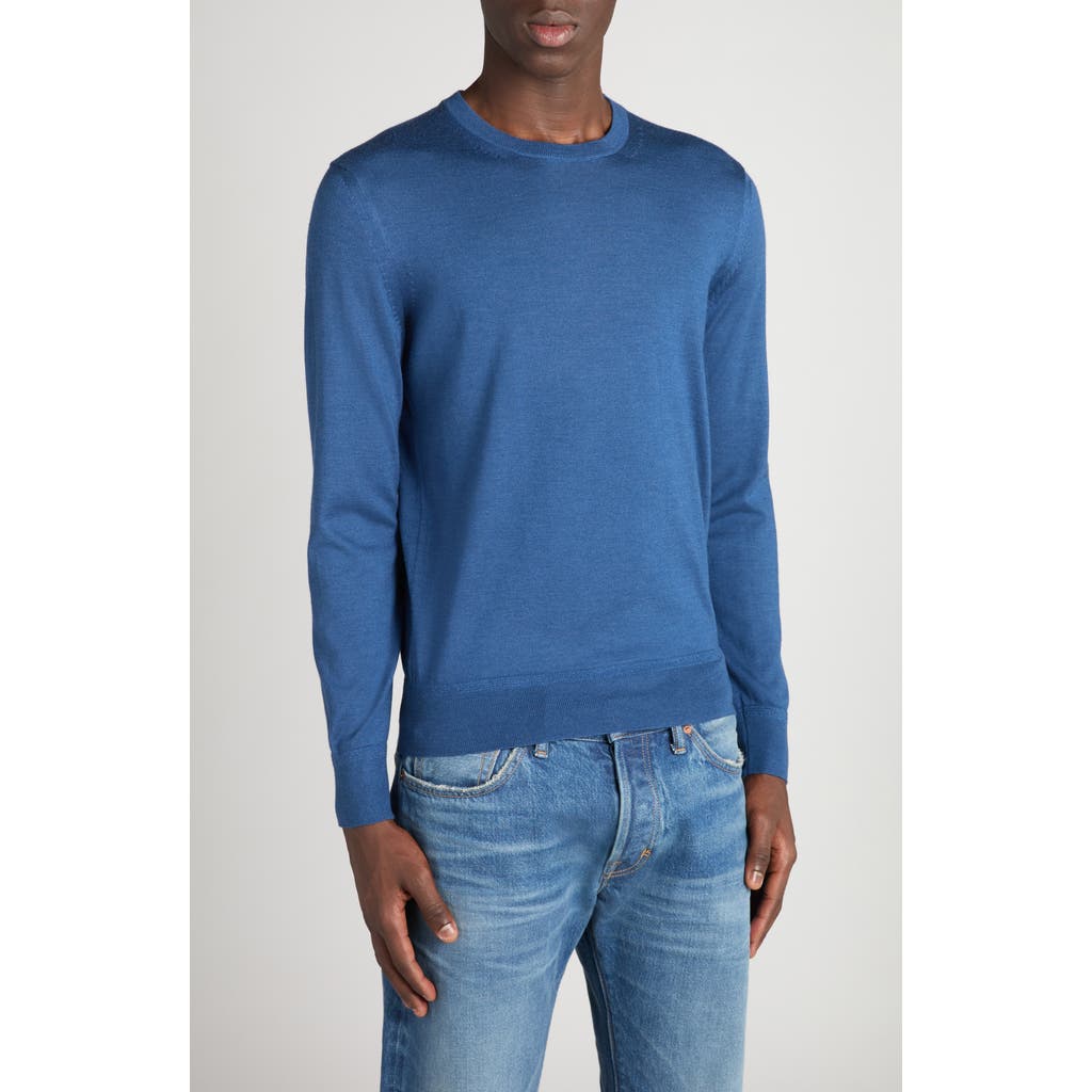 Tom Ford Fine Gauge Cashmere & Silk Crewneck Sweater In Blue