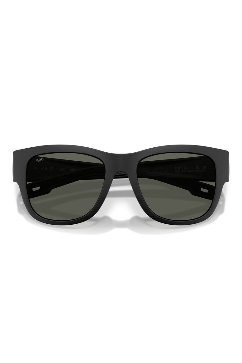Caleta 55mm Polarized Mirrored Square Sunglasses, Alternate, color, NETPLUS BLACK / GRAY 580G