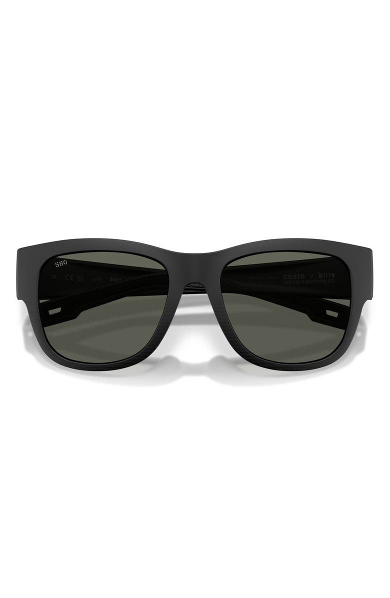 Costa Del Mar Caleta 55mm Polarized Mirrored Square Sunglasses, Alternate, color, Netplus Black / Gray 580G