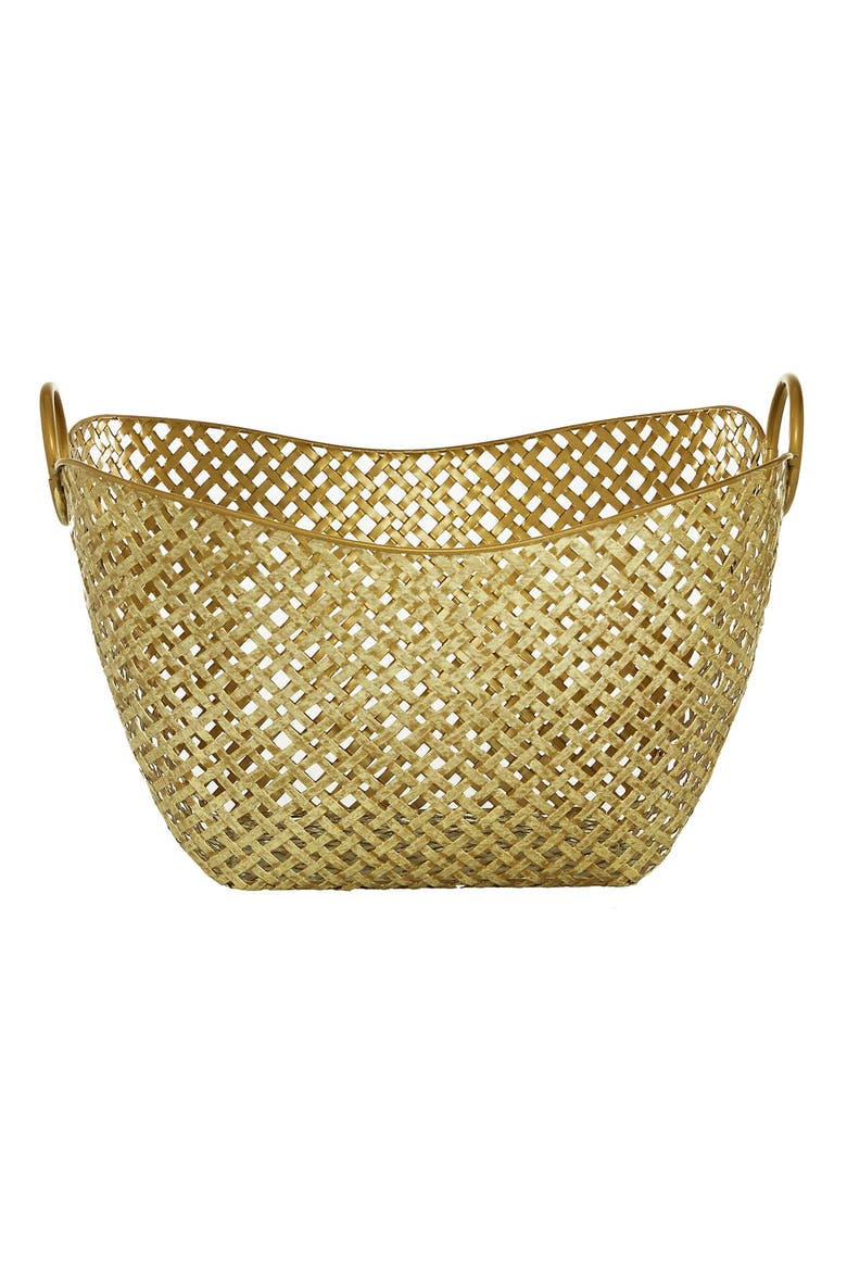 Large Gold Metal Basket - 16.75" X 11.5, Alternate, color, GOLD