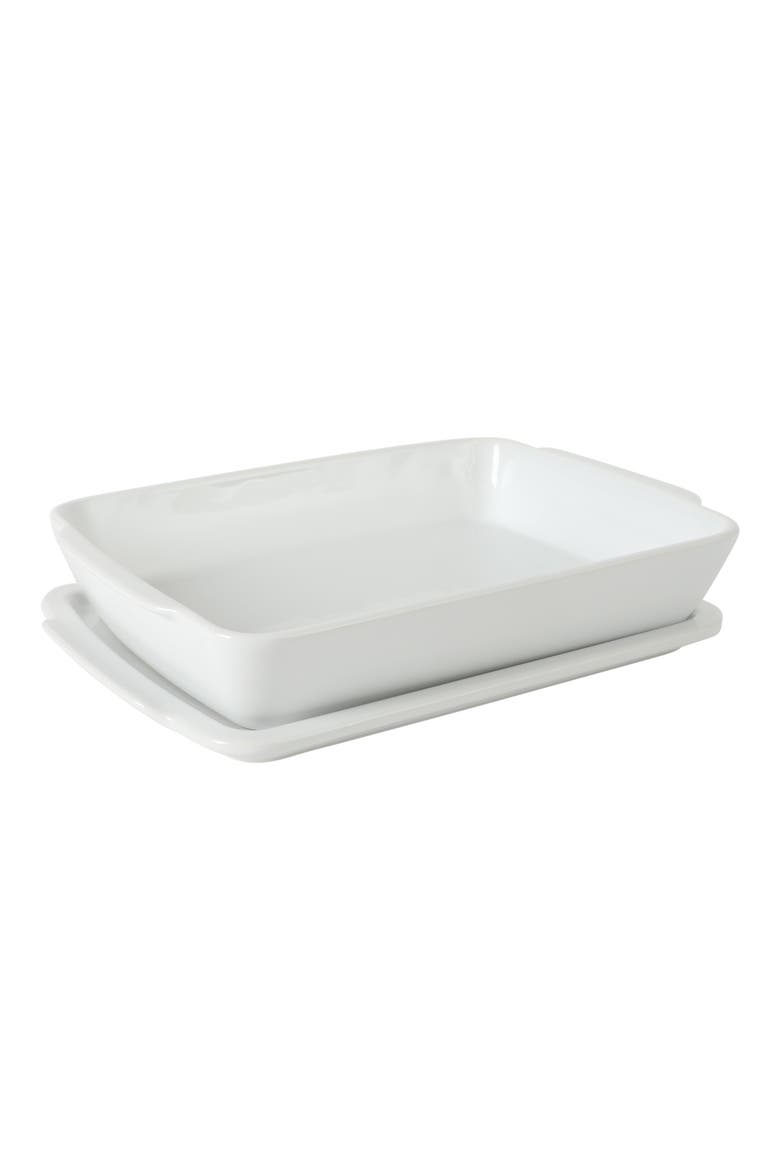Gracious Dining Covered Stoneware Baking Dish, Main, color, White
