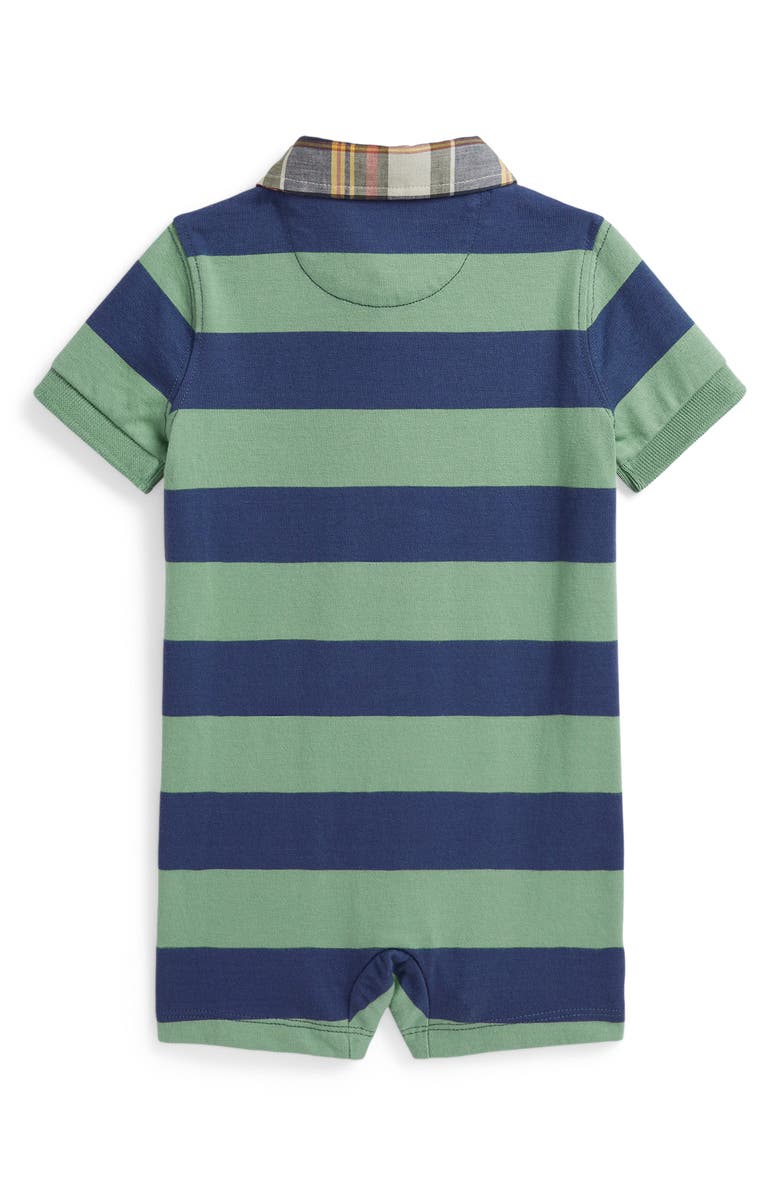 Ralph Lauren Cotton Jersey Polo Shortalls, Alternate, color, Faded Mint/ Old Royal