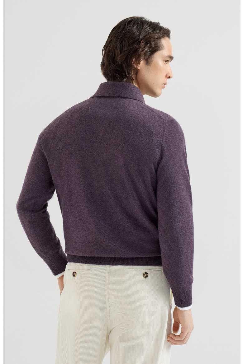 Cashmere knit polo shirt, Alternate, color, Blueberry