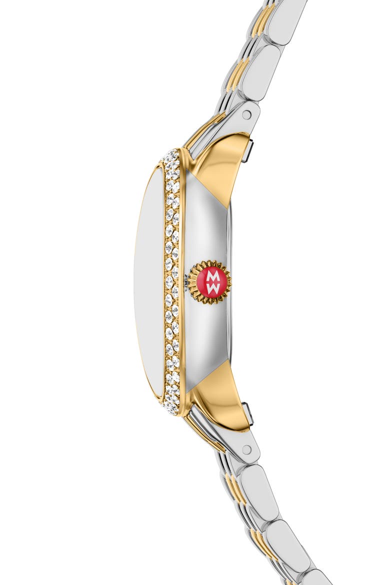 Serein Oval Diamond & Mother-of-Pearl Bracelet Watch, 24mm x 27mm, Alternate, color, TWO-TONE