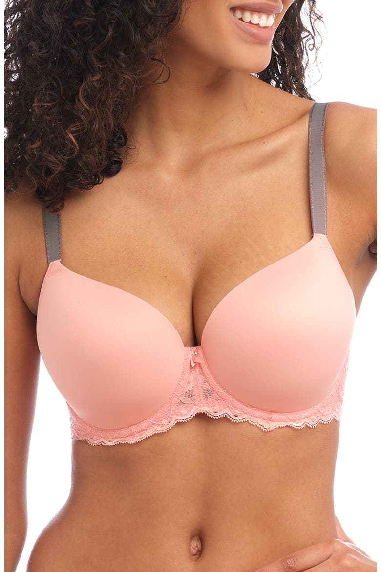 Offbeat Underwire Demi Plunge Molded Bra, Main, color, ROSEHIP