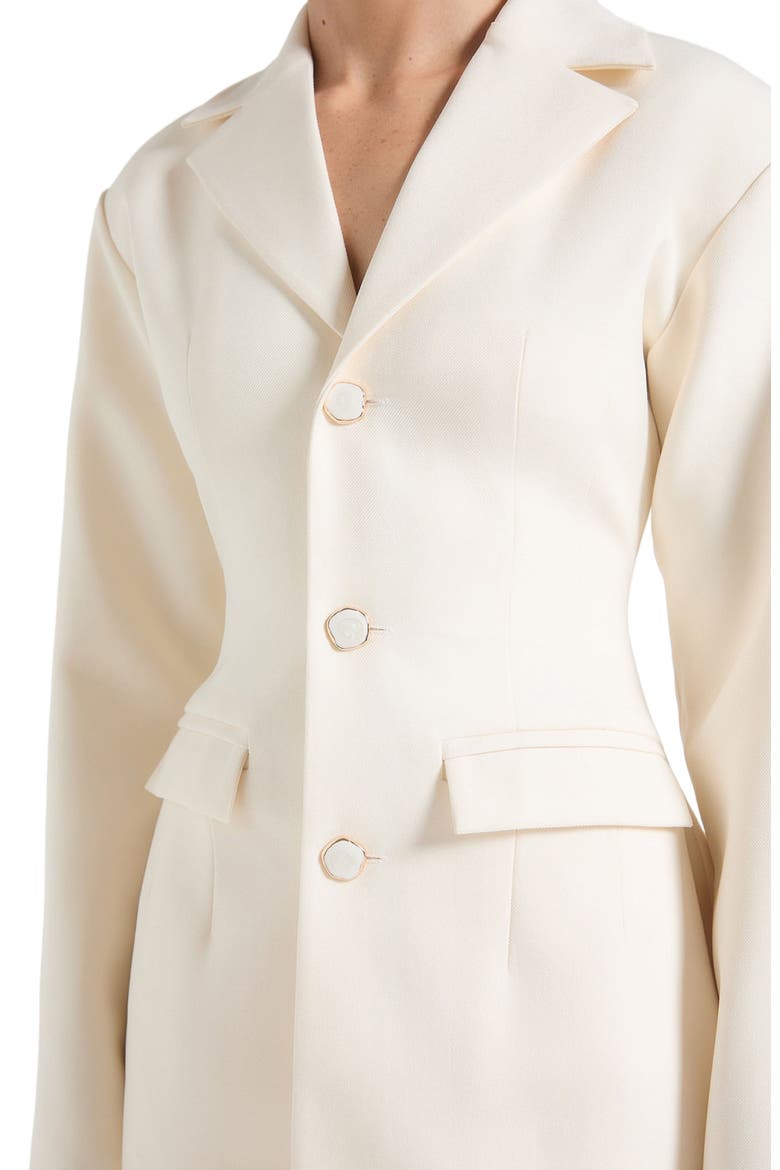 Claire Wide Shoulder Cinch Waist Blazer, Alternate, color, Cream