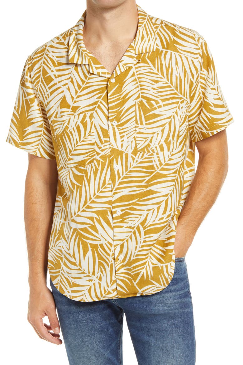 Fern Fronds Easy Camp Shirt, Main, color, BRONZED LICHEN