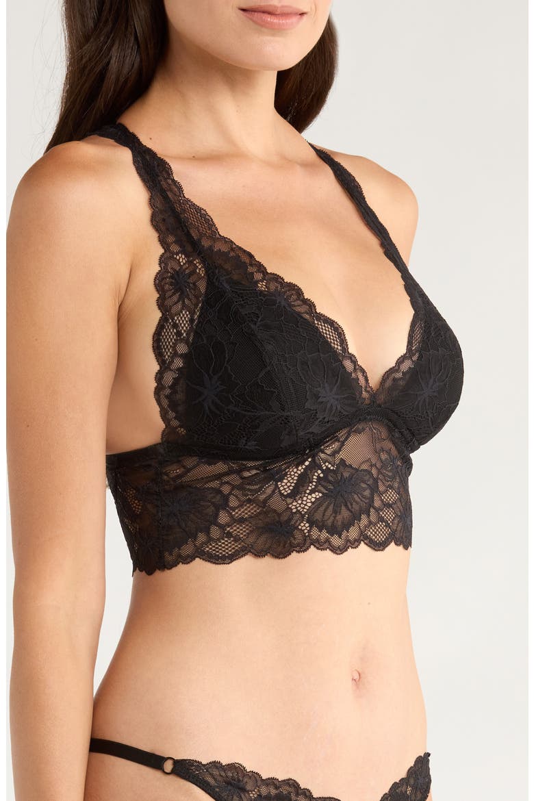 Stormi Lace Trim Racerback Bralette, Alternate, color, CAVIAR