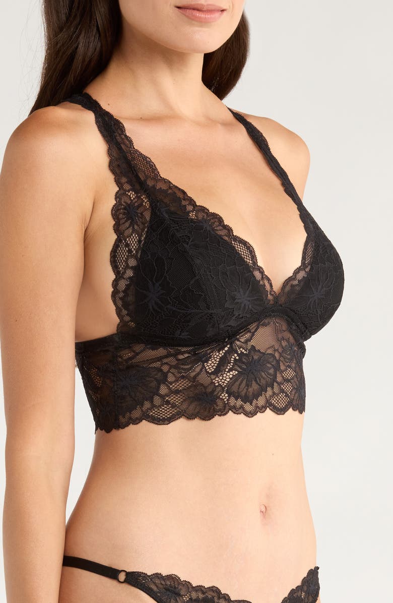 Hunkemöller Stormi Lace Trim Racerback Bralette, Alternate, color, Caviar