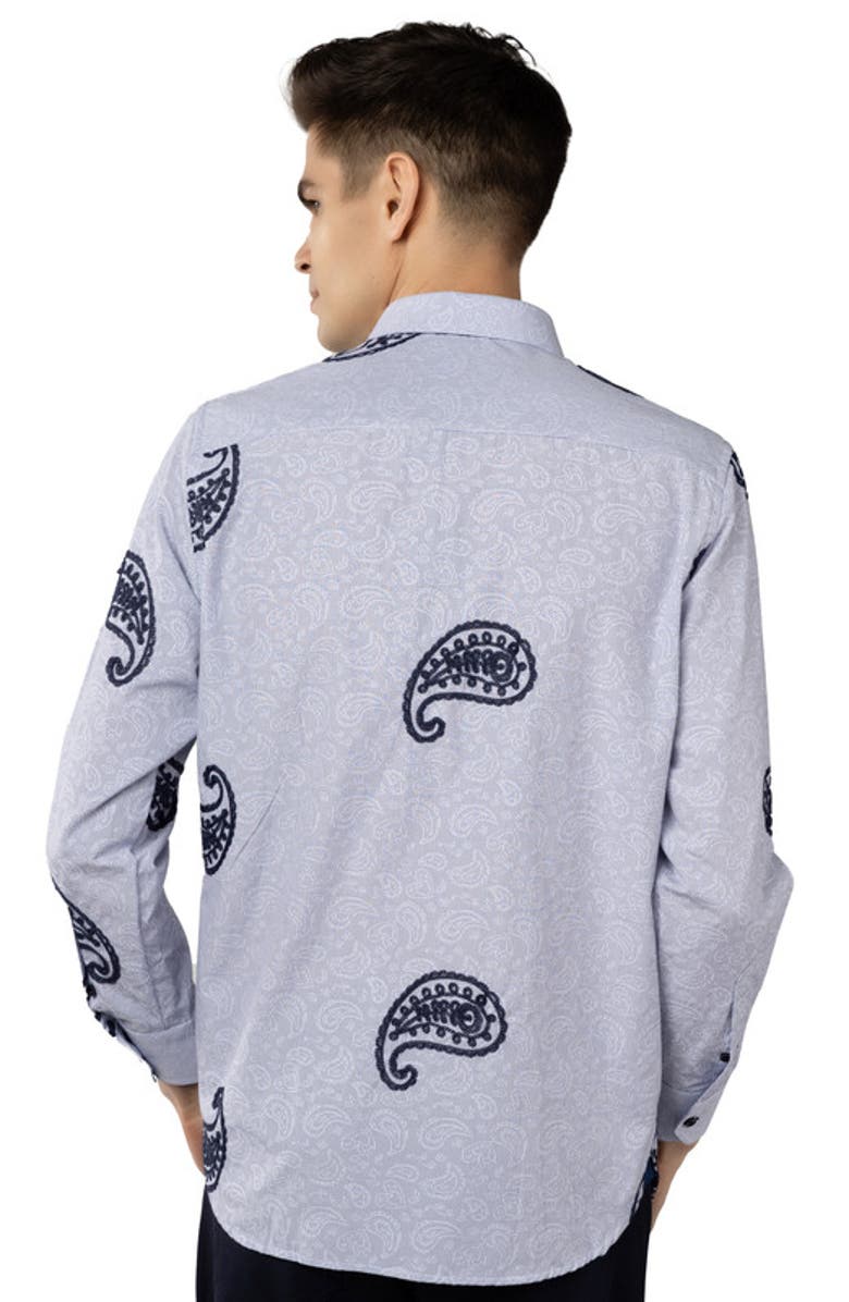 Luchiano Visconti Stripe Paisley Shirt, Alternate, color, Blue