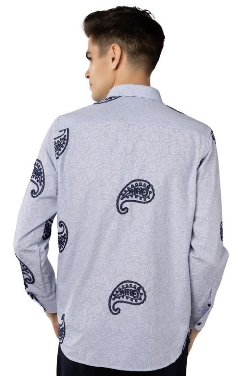 Luchiano Visconti Blue And White Stripe Paisley Shirt In Blue