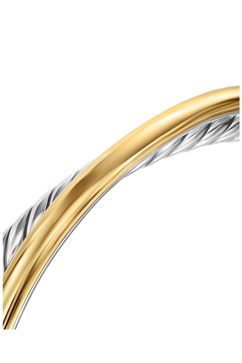 Crossover Two-Row Cuff Bracelet in Sterling Silver with 14K Yellow Gold, 11mm, Alternate, color, STERLING SILVER/ 14K GOLD - L