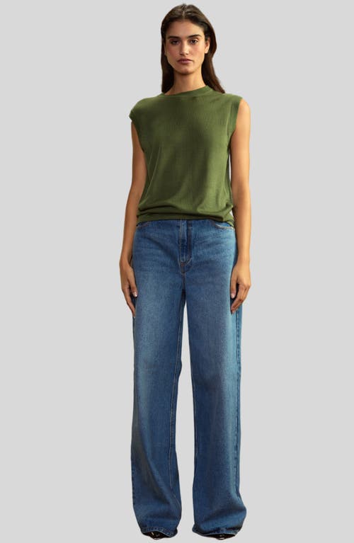 Cynthia Rowley Mica Sleeveless Knit Top In Dark Green