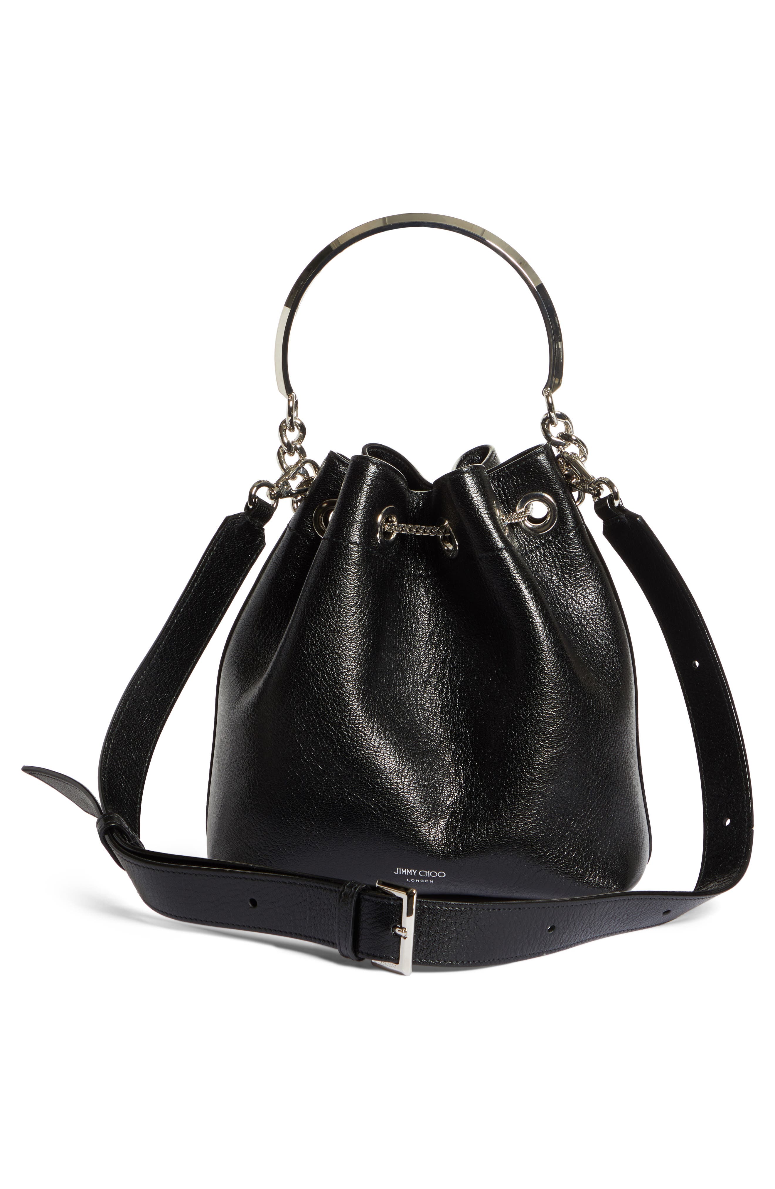 Jimmy Choo Bon Bon Leather Bucket Bag, Alternate, color, 