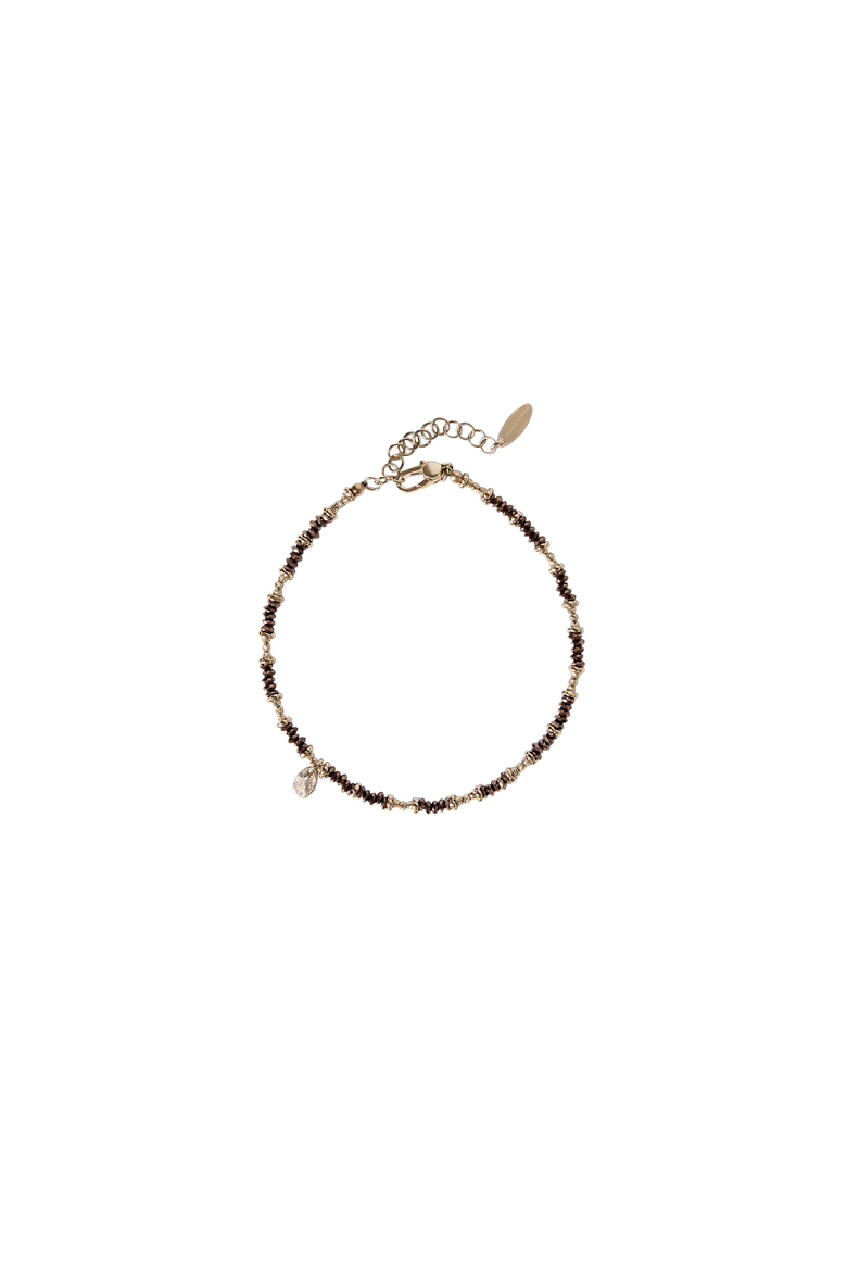 Brown Hematite and Sterling Silver anklet, Main, color, Light Gold