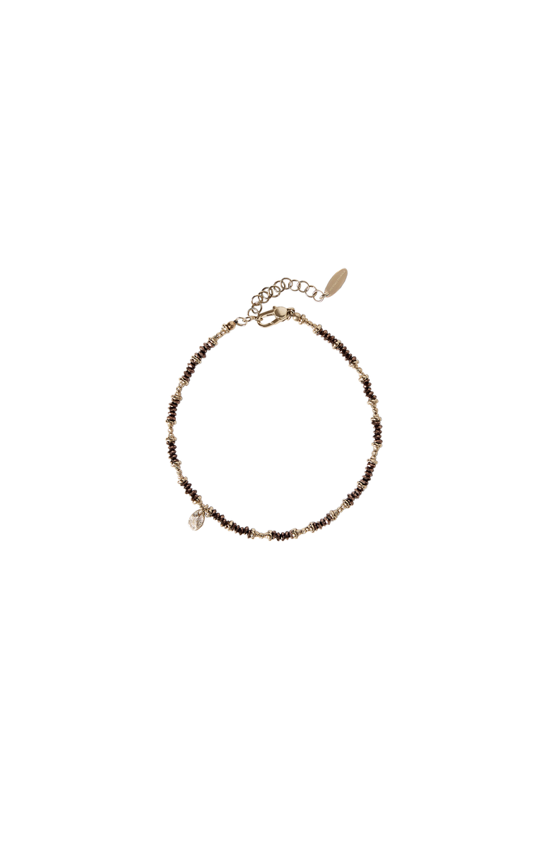 Brunello Cucinelli Brown Hematite and Sterling Silver anklet, Main, color, Light Gold