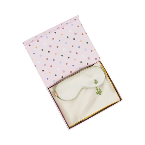 Lost Pattern Nyc "frida" 2 Piece Silk Gift Set Silk Pillowcase & Silk Sleep Eye Mask In Green