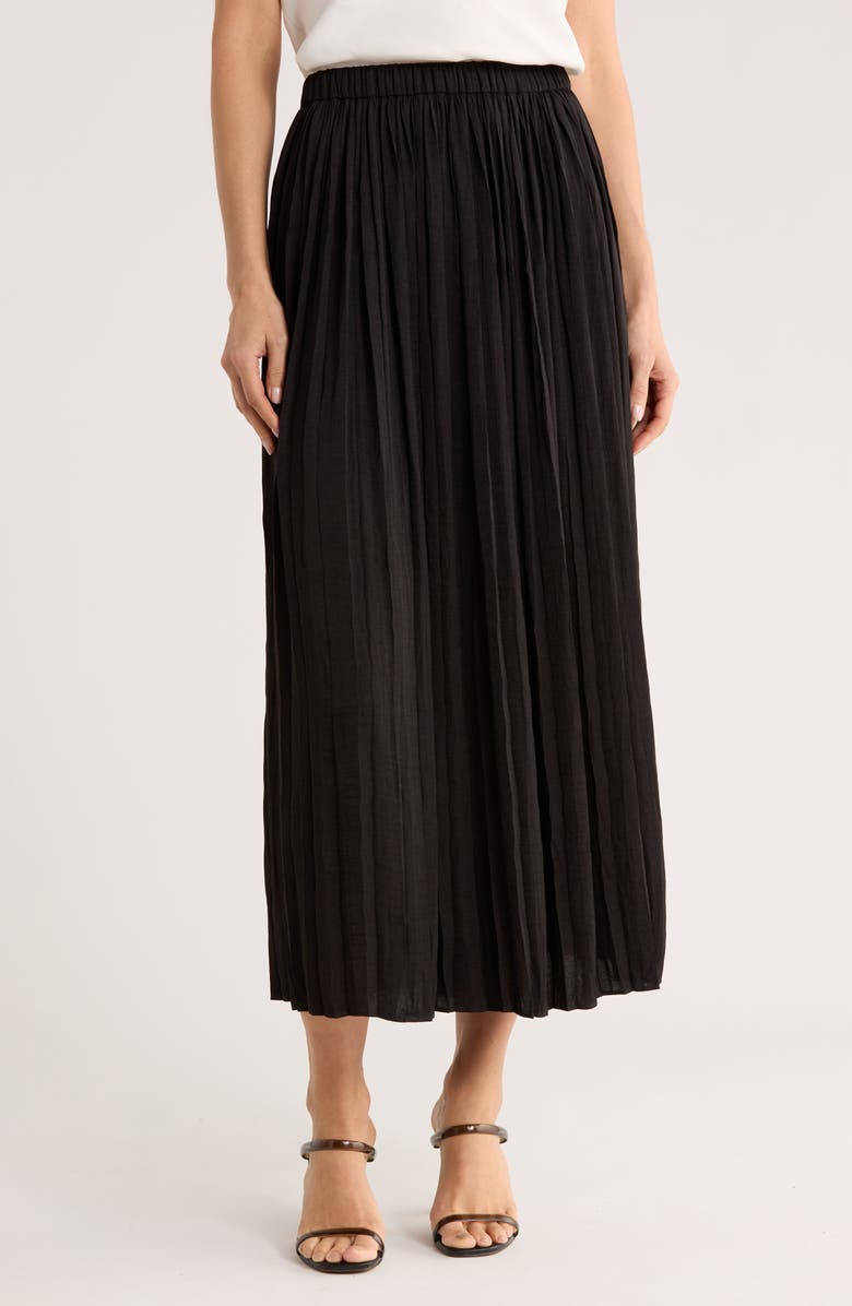 ELIE ELIE TAHARI Pleated A-Lined Midi Skirt, Main, color, Black