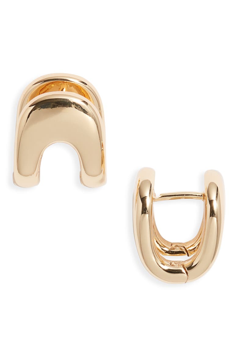 Crescent Huggie Earrings, Main, color, GOLD