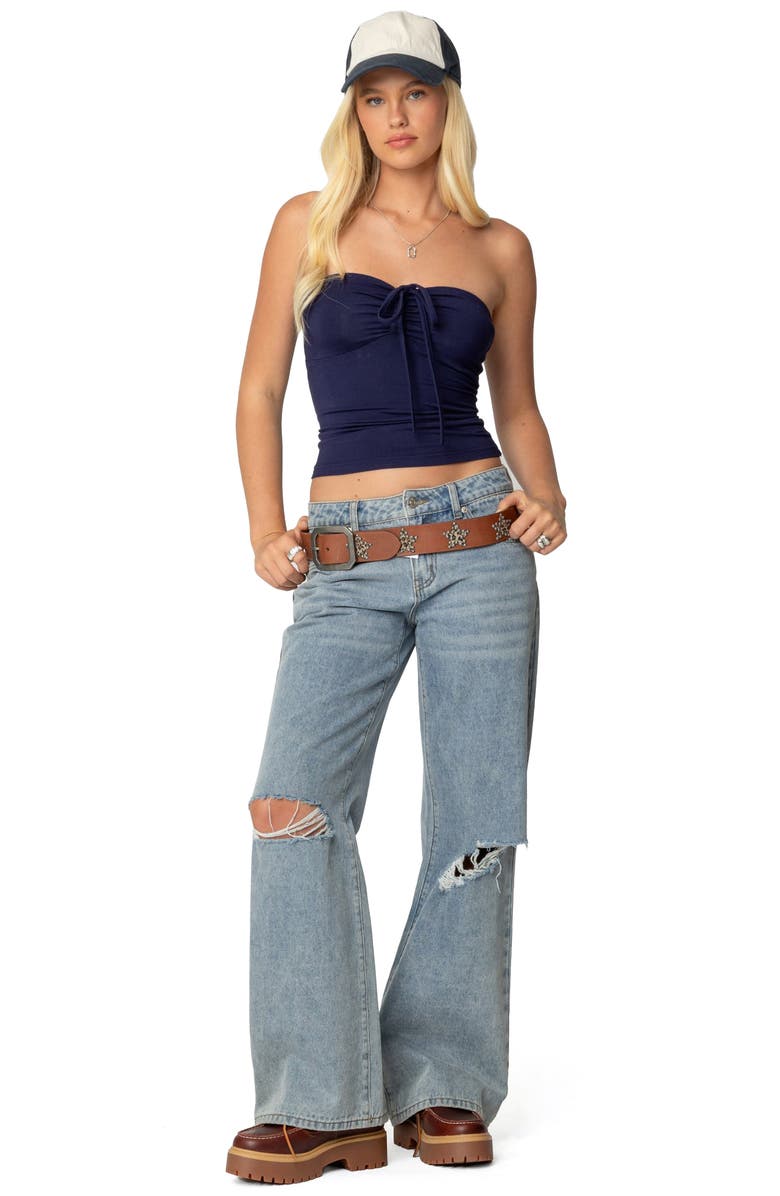 EDIKTED Annelise Strapless Tube Top, Alternate, color, Navy