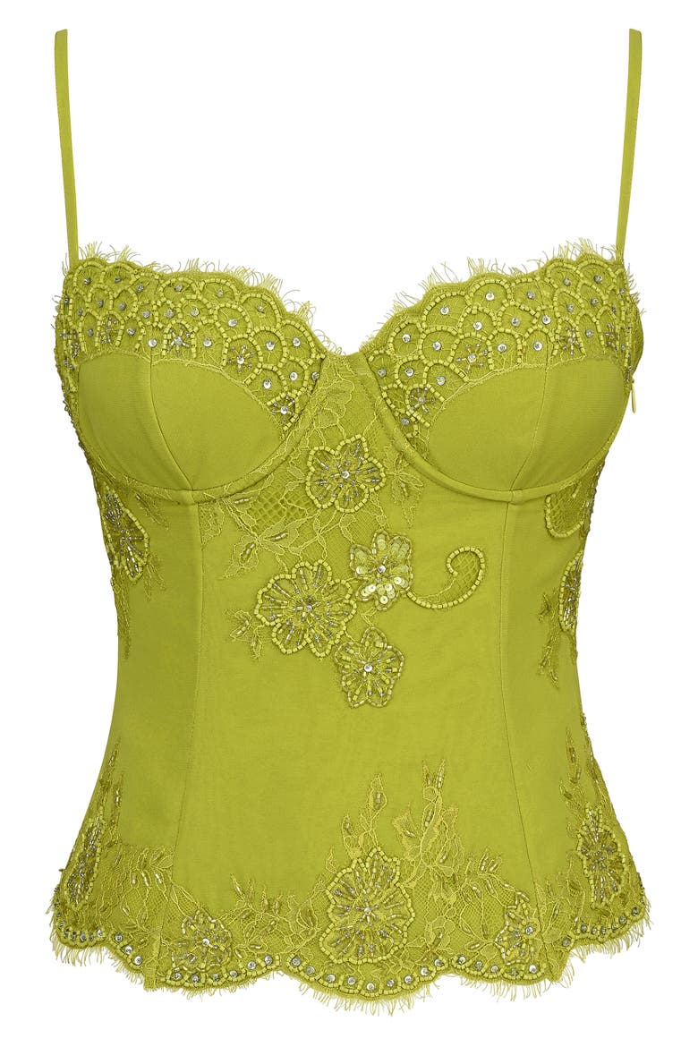 Soraya Lace and Bead Corset Top, Alternate, color, PEAR GREEN