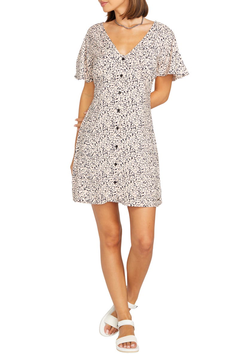 Volcom Poppin Stone Button-Up Minidress, Main, color, 