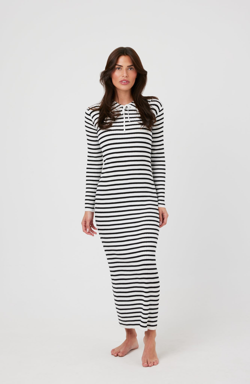 By Tess Collection Callie Dress In Dark Blue Stripe