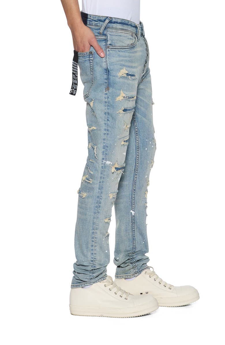 Ksubi Van Winkle Ripped Scatter Skinny Jeans, Alternate, color, Denim
