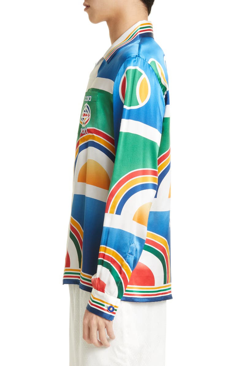 Casablanca Casa Sport Print Silk Button-Up Shirt, Alternate, color,